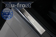 Накладки на пороги Opel Astra (J) '2009-> (сталь) Alufrost