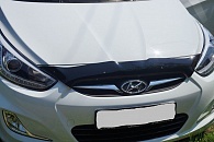 Дефлектор капота Hyundai Accent '2010-2017 (без логотипа, короткий) Sim