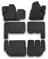 Коврики в салон Ford Tourneo Custom '2013-> (3 ряда, 3D) Cartecs (черные)