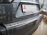 Накладка на бампер Mitsubishi Outlander '2006-2012 (с загибом, сталь) Alufrost