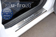 Накладки на пороги Ford Focus '2004-2010 (5 дверей, сталь) Alufrost