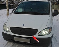 Зимняя накладка на решетку радиатора для Mercedes-Benz Vito (W639) '2003-2010 (верхняя решетка) матовая FLY