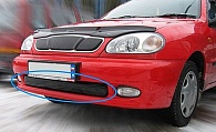 Зимняя накладка на решетку радиатора для Chevrolet Lanos '2005-2009 (бампер низ) глянцевая FLY