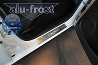 Накладки на пороги Renault Sandero '2013-> (сталь) Alufrost