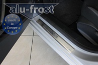 Накладки на пороги Peugeot 208 '2012-2019 (5 дверей, сталь) Alufrost