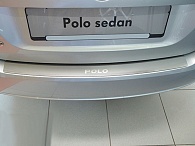 Накладка на бампер Volkswagen Polo Sedan '2010-2020 (прямая, исполнение Premium) NataNiko