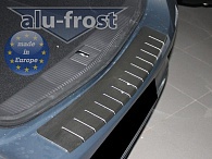 Накладка на бампер Opel Astra (J) '2009-> (с загибом, хетчбек, сталь) Alufrost