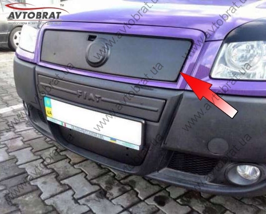 Зимняя накладка на решетку радиатора для Fiat Doblo '2005-2010 (верхняя решетка) матовая FLY