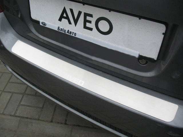 Накладка на бампер Chevrolet Aveo '2006-2011 (прямая, седан, исполнение Premium) NataNiko