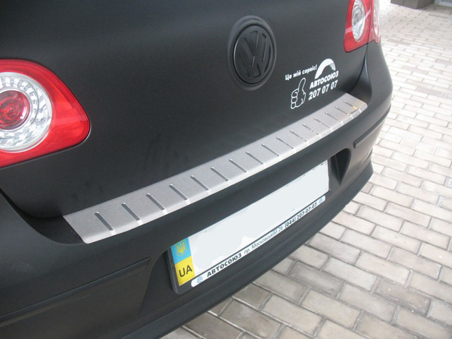 Накладка на бампер Volkswagen Passat (B6) '2005-2010 (с загибом, седан, сталь) Alufrost