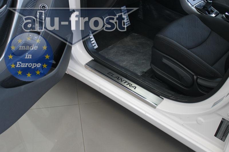 Накладки на пороги Hyundai Elantra '2010-2016 (сталь) Alufrost
