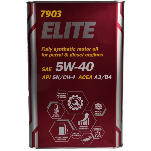 Масло моторное Mannol Elite (metal) 5W-40 SN/CH-4 4 л (MN7903-4Met)