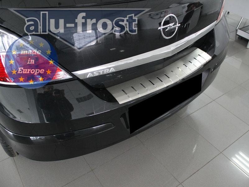 Накладка на бампер Opel Astra (H) '2004-2012 (с загибом, 5 дверей, хетчбек, сталь) Alufrost