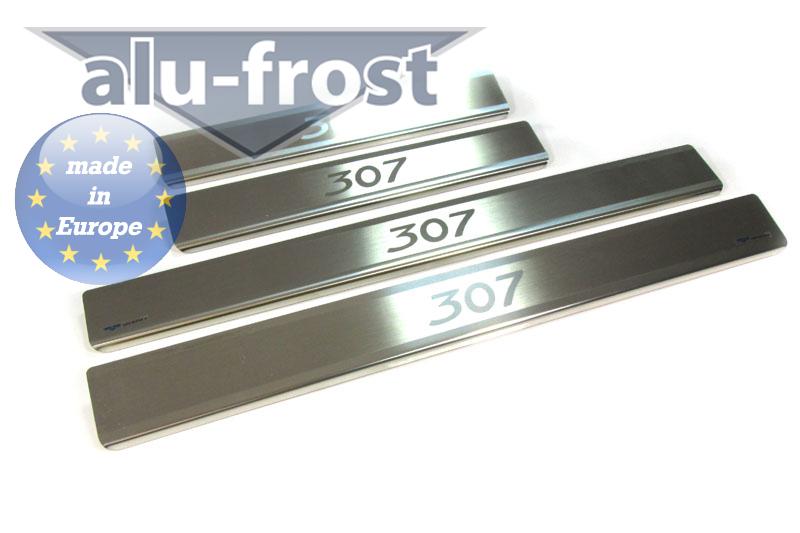 Накладки на пороги Peugeot 307 '2001-2008 (5 дверей, сталь) Alufrost