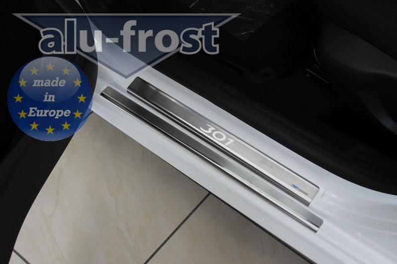 Накладки на пороги Peugeot 301 '2012-> (сталь) Alufrost