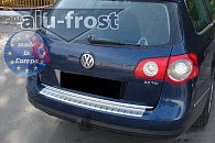 Накладка на бампер Volkswagen Passat (B6) '2005-2010 (с загибом, универсал, сталь) Alufrost