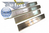 Накладки на пороги KIA Carens '2006-2012 (сталь) Alufrost