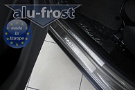 Накладки на пороги Peugeot Partner '2008-2018 (сталь) Alufrost