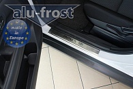 Накладки на пороги Mitsubishi Outlander '2012-> (сталь) Alufrost