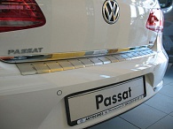 Накладка на бампер Volkswagen Passat (B7) '2010-2015 (с загибом, седан, сталь) Alufrost