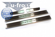 Накладки на пороги Subaru Forester '2008-2012 (сталь) Alufrost