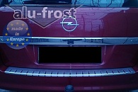 Накладка на бампер Opel Astra (H) '2004-2012 (с загибом, универсал, сталь) Alufrost