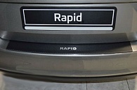 Накладка на бампер Skoda Rapid '2012-> (с загибом, исполнение Premium+карбоновая пленка) NataNiko
